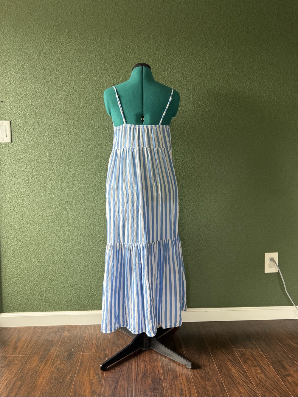 Old Navy Blue and White Striped Spaghetti-Strap Maxi Dress - Picture 2 of 2